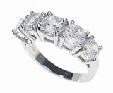 SilverBin Sterling Silver Anniversary Style Gem Set Round CZ Ring