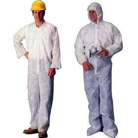 Polypropylene Coveralls 2 Oz Coverall with Hood, Boots and Elastic Wrists (25 per case) Size Large by Lakeland