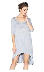 Maternity High-Low-Hem Short Elbow Length Sleeves Asymmetric Cotton  Dress