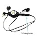 BLACK Retractable Stereo Headset Wired Dual Earbuds Earphones with Microphone for Net10, Straight Talk, Tracfone Samsung Galaxy Proclaim, Galaxy S2, Galaxy Precedent, Discover, Ace Style - ZTE Quartz - LG Optimus Fuel - LG Ultimate 2 - ZTE Z998 - SKY 4.0