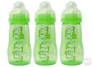 MAM Triple Pack Baby Bottle, 2 Months, 9 Ounce, Colors May Vary