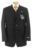 Review Ralph Lauren  / Ralph Lauren Mens Single Breasted 2 Button 3 Piece Black Pinstripe Wool Suit - Size 42S