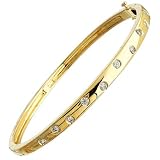14Kt Yellow Gold Doted Diamond Bangle Bracelet