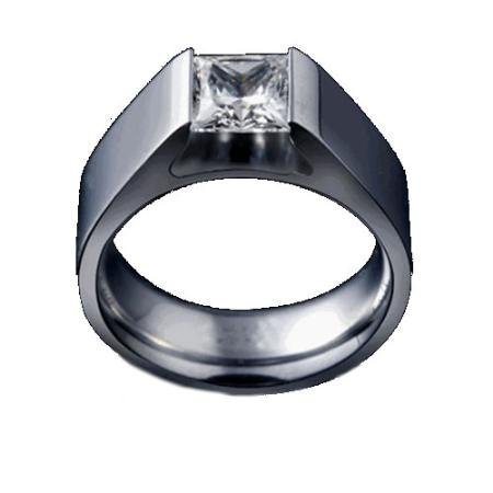  Femme Bague Acier Inoxydable Oxyde de Zirconium 1 Karat T51