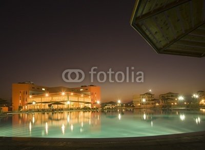 Wallmonkeys Peel and Stick Wall Decals - Night View on Hotel - 48