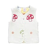 Petit Bella 両面着える 6重ガーゼベスト 新生児 キッズ 子供 スリーパー オールシーズン 年中使える 0-4歳 (90cm, きのこ柄)