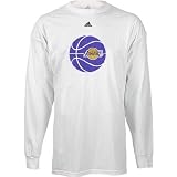 Los Angeles Lakers Mesh Ball NBA White Long Sleeve Tee Shirt By Adidas by GametimeUSA