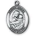 Sterling Silver St Rose Medal and 24-inch Chain