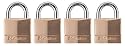 Master Lock 140Q Solid Brass Keyed Alike Padlock with 1-9/16-Inch Wide Body and 7/8-Inch Shackle, 4-Pack