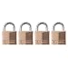 Master Lock 140Q Solid Brass Keyed Alike Padlock with 1-9/16-Inch Wide Body and 7/8-Inch Shackle, 4-Pack