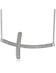 Sterling Silver Diamond Accent Cross Pendant Necklace (0.05 cttw, I-J Color, I2-I3 Clarity), 17"