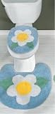 DAISY Flower bathroom Contoured RUG Mat & Matching Toilet Lid Cover