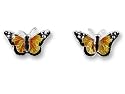 Clearly Charming Monarch Butterfly Sterling Silver and Enamel Earrings by Zarah