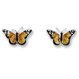 Clearly Charming Monarch Butterfly Sterling Silver and Enamel Earrings by Zarah