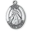 Sterling Silver Divine Mercy Medal and 24-inch Chain