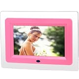 August DPF703P Cadre photo num&eacute;rique LCD 7" multifonction avec m&eacute;moire interne, calendrier et r&eacute;veil - Couleur rose clair