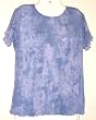 Ladies Mesh T-shirt with Lettuce edging - Denim/Lavender