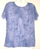 Ladies Mesh T-shirt with Lettuce edging - Denim/Lavender