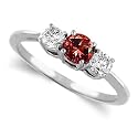 14K White Gold Round 3 Stone Ruby & Diamond Anniversary Ring (1/2 ctw)