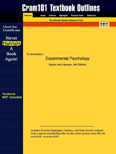 Studyguide for Experimental Psychology by Myers & Hansen - ISBN 9780534560089 (Cram101 Textbook Outlines) Image Studyguide for Experimental Psychology by Myers & Hansen - ISBN 9780534560089 (Cram101 Textbook Outlines)