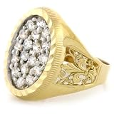 10K SOLID YELLOW GOLD CZ MENS RING FLEUR DE LIS DESIGN