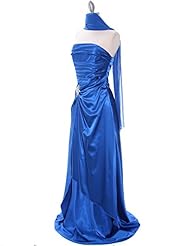 Strapless Floor Length Pleated Evening Dress/Mother-of-the-Bride Dress/Prom Dress 