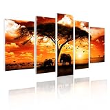 Bild auf Leinwand Landschaft Afrika Sonnenuntergang-939- XXL-Bilder fertig gerahmt mit Keilrahmen riesig. Ausfuehrung Kunstdruck als Wandbild mit Rahmen. +++ RIESEN BILDER AUSWAHL IN UNSEREM HAENDLERSHOP +++