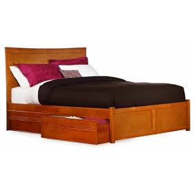 Miami King Platform Bed with Flat Panel Footboard, Caramel Latte with 4 Flat Panel Bed...