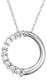 10k Choice of White or Yellow Gold Diamond Journey Half-Circle Pendant (1/6 cttw, H-I Color, I3 Clarity)