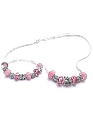 Cat Charm Bracelet and Necklace Gift Set Girls Pandora Style