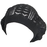 New Light Crochet Knit Slouchy Tam Beret Cap Hat Black Small Medium