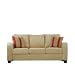 Handy Living TOR1-S2-AAA22 Torino Curved Arm Microfiber Sofa, Butter With 2 Decorative Wine Red Stripe Throw Pillows