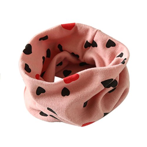 Yoyorule Autumn Winter Boys Girls Collar Baby Scarf Cotton O Ring Neck Scarves (Pink)