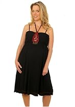 Women's Lauren Kiyomi Halter Tie Dress with Applique (Maternity) - More Colors Available, M/L, Black