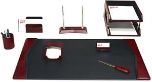 Two-Tone Leather 10 Pc Desk Set