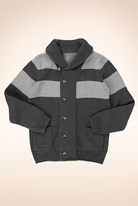 Boys' Limited Shawl Collar Striped Knitted Cardigan