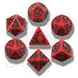 Q-Workshop Polyhedral 7-Die Set: Carved Dragon Dice Set (Red and Black)