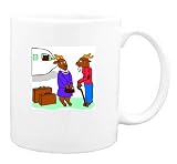 Mug with individuals, humans, traveling, suitcase, senior, human, persons, goat, body, individual, person, airplane, people