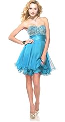 Crystal Beaded Lace-Up Chiffon/Silk Above the Knee Short Homecoming Dress/Prom Dress/Party Dress/Mini Dress 