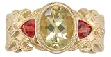 18KT Yellow Beryl, Sunstone & Diamond Ring