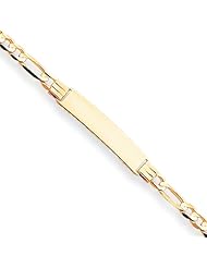 14 Karat Yellow Gold Figaro ID Bracelet With Lobster Clasp - 7 Inch