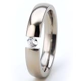 New 4mm Titanium Tension Set Ring, Natural White Sapphire Gemstone, Free Sizing 4.5-11