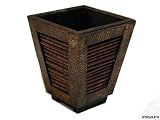 8 in. Square Planter w/ Round Bamboo Weave