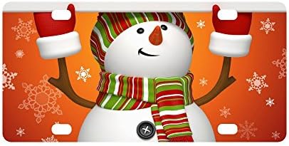 Merry Christmas Cute Snowman Strong And Durable Aluminum Car Metal License Plate Frame for Women/Men Four Holes Tag 12" X 6"