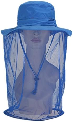 Onehope Elegant UV Protection Mosquito Bug Insect Bee Resistance Net Mesh Head Face Protector Hat Cap Outdoor (Blue)
