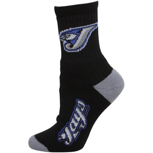 Toronto Blue Jays Ladies Black-Silver Dual-Color Team Logo Crew Socks