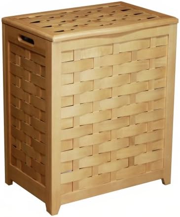 OceanstarRHV0103N Rectangular Veneer Laundry Wood Hamper with, Natural Finished