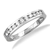 14K White Gold Channel Set Round CZ Cubic Zirconia Bridal Wedding Anniversary Ring Band 0.35ct