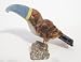 Natural Gemstone Aragonite and Angelite Toucan Carving Figurine 3.75"
