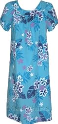 MuuMuu House Dress - Floral Leaf Petal Sleeve Caftan Kaftan Hawaiian Aloha Pullover Polyester Cotton Lounger - Regular and Plus Size
